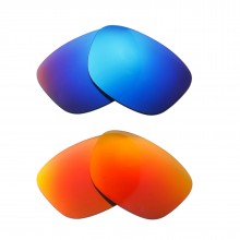 Walleva Fire Red + Ice Blue Polarized Replacement Lenses For Oakley Forehand (OO9179 Series) Sunglasses